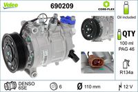 VALEO 690209 - Compresor, aire acondicionado - VALEO CORE-FLEX