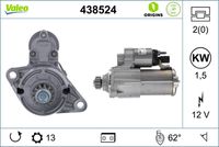 VALEO 438524 - Motor de arranque - VALEO ORIGINS STOP&START - NEW O.E. TECHNOLOGY