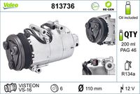 VALEO 813736 - Compresor, aire acondicionado - VALEO RE-GEN REMANUFACTURED