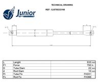JUNIOR GAS SPRING GJ0755333166 - Muelle neumático, maletero/compartimento de carga