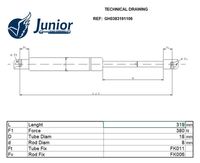 JUNIOR GAS SPRING GH0383191106 - Muelle neumático, maletero/compartimento de carga